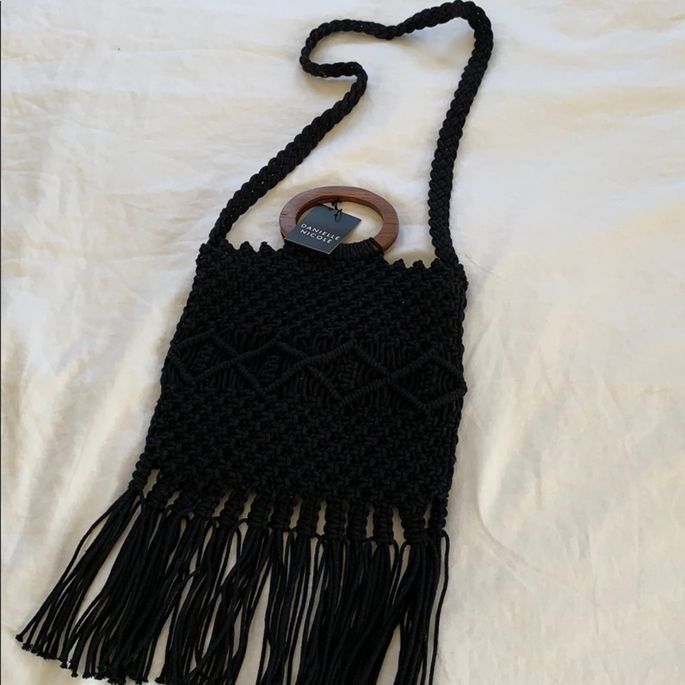 Danielle Nicole Black Crochet Crossbody Bag NWT